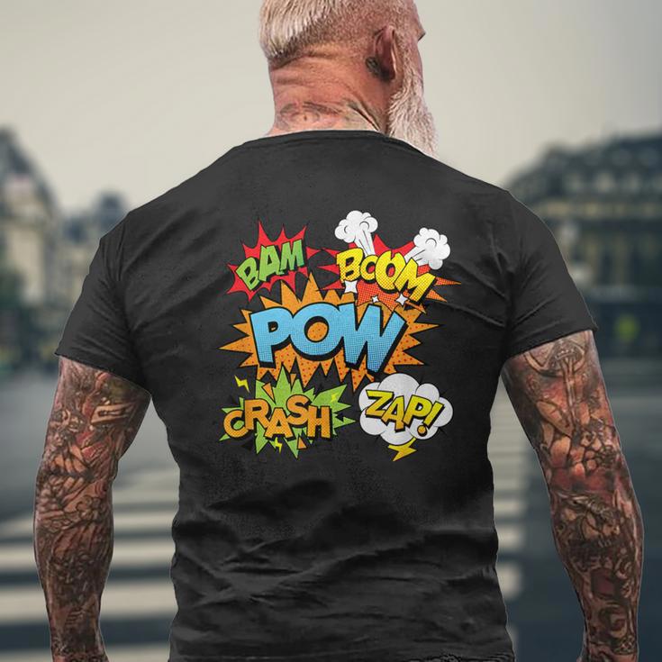 Comic Book Bam Pow Crash Boom Zap Bubbles In Bright Colors Men's T-shirt Back Print Gifts for Old Men