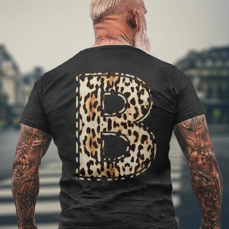 Cool Letter B Initial Name Leopard Cheetah Print Men's T-shirt Back Print Gifts for Old Men