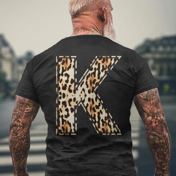 Cool Letter K Initial Name Leopard Cheetah Print Men's T-shirt Back Print Gifts for Old Men
