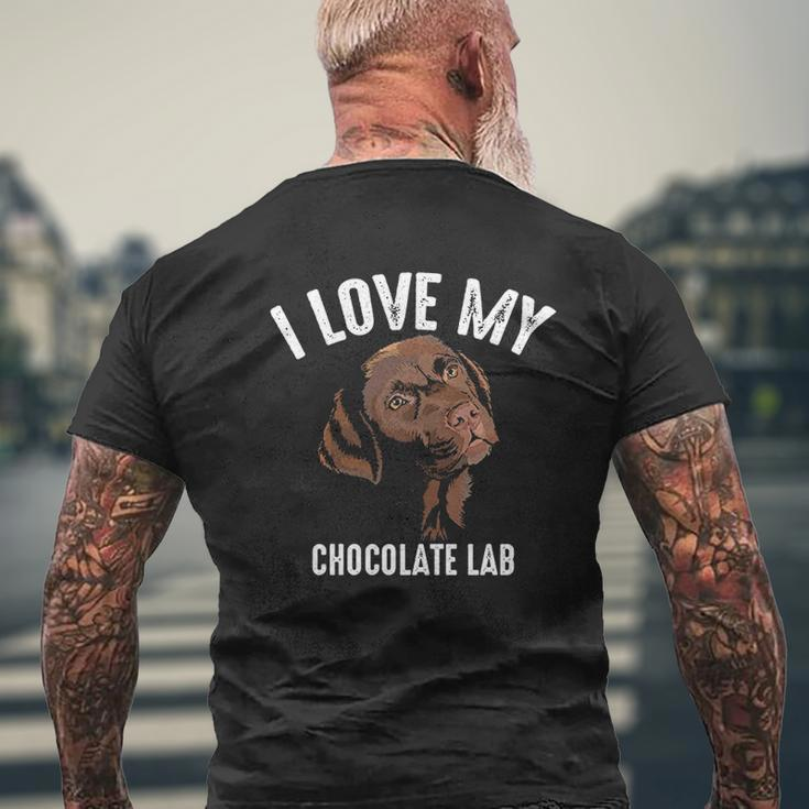 Cool I Love My Chocolate Lab Brown Labrador Pet V2 Mens Back Print T-shirt Gifts for Old Men