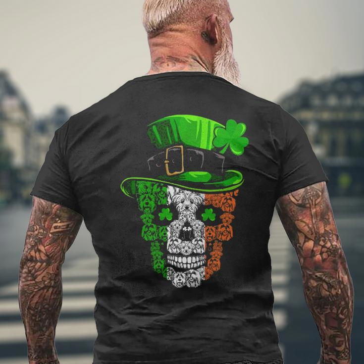 Cool St Patricks Day Maltese Dog Skull Shamrock Men's T-shirt Back Print Gifts for Old Men