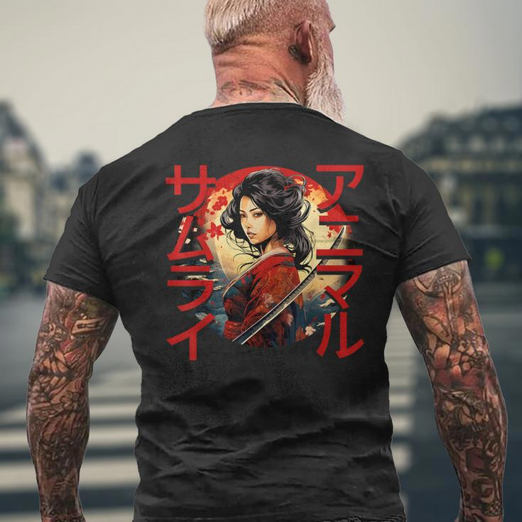 Coole Samurai-Damen Kriegerin Japanische Ninja Damen Kawaii T-Shirt mit Rückendruck Geschenke für alte Männer