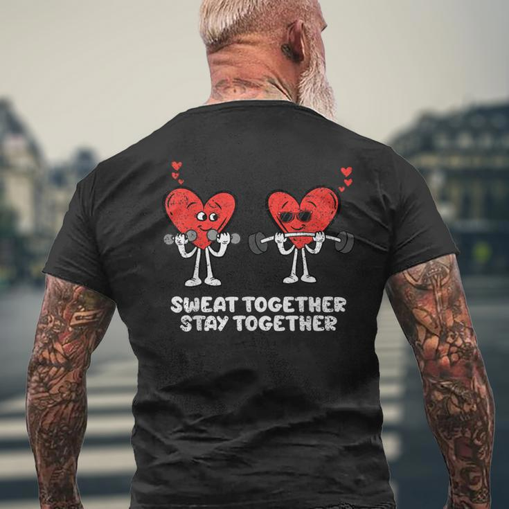 Couple Heart Workout Valentines Day Love Gym Fitness Lifting Men's T-shirt Back Print Gifts for Old Men