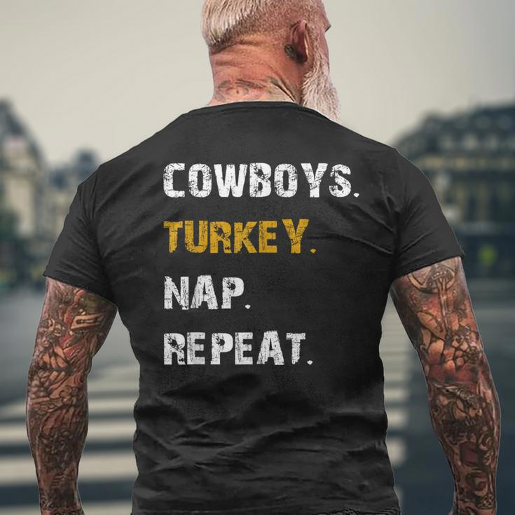 Cowboys Turkey Nap Repeat Thanksgiving Football Men's T-shirt Back Print Gifts for Old Men