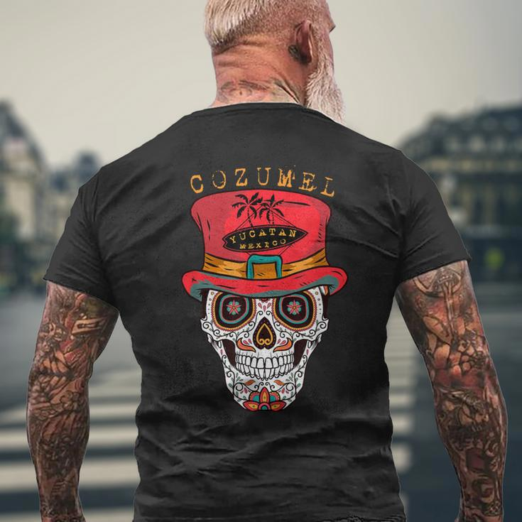 Cozumel Mexico Sugar Skull & Hat Souvenir Men's T-shirt Back Print Gifts for Old Men