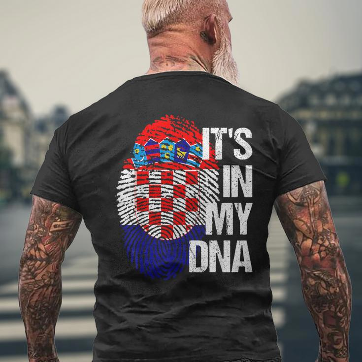Croatia Hrvatska Flag Home Roots Fingerprint Dna T-Shirt mit Rückendruck Geschenke für alte Männer