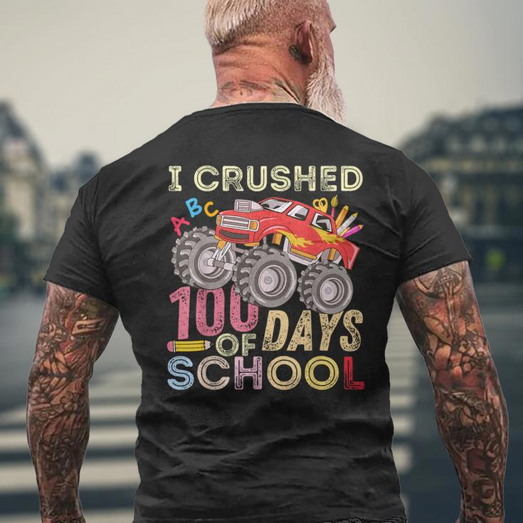 I Crushed 100 Days Of School For Boys Monster Truck 100 Day Men's T-shirt Back Print Gifts for Old Men
