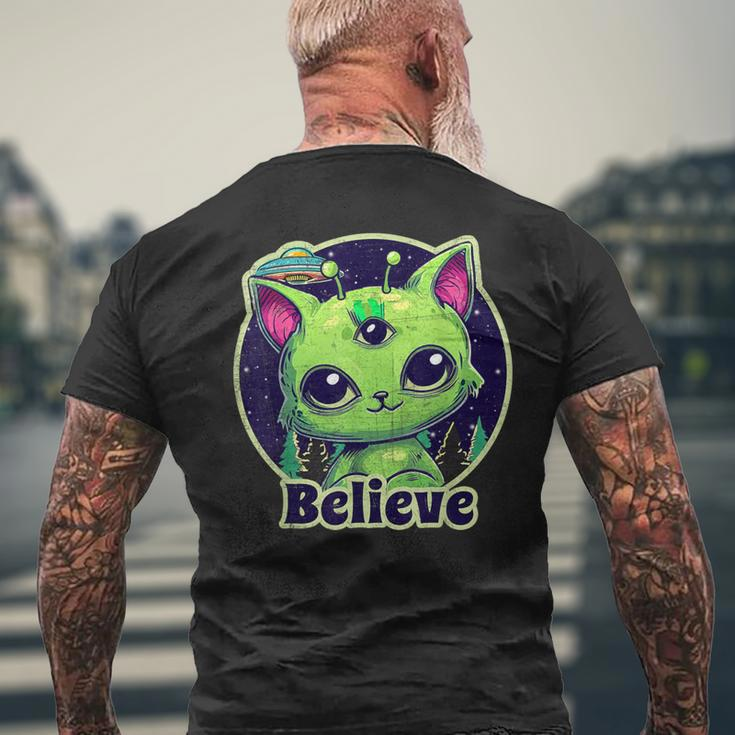 Cute Alien Cat Belive In Ufo Kawaii Men's T-shirt Back Print Gifts for Old Men