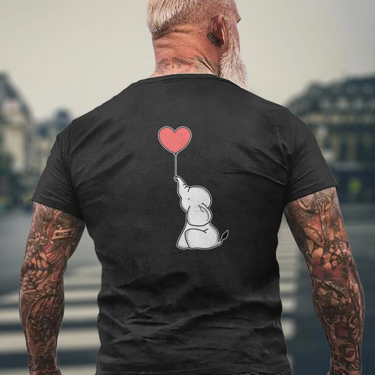 Cute Baby Elephant With Heart Balloon Love Mens Back Print T-shirt Gifts for Old Men