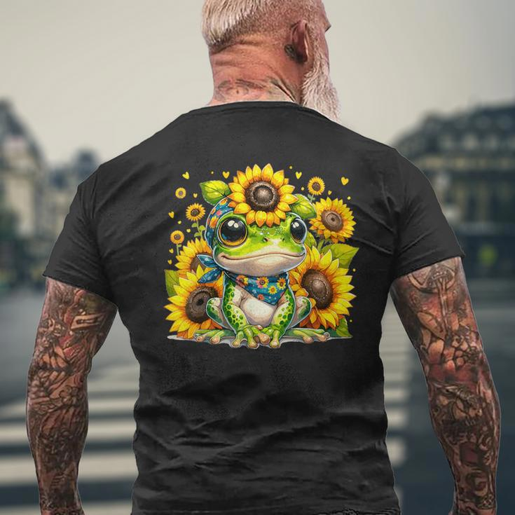 Cute Baby Frog Sunflowers Men's T-shirt Back Print Gifts for Old Men