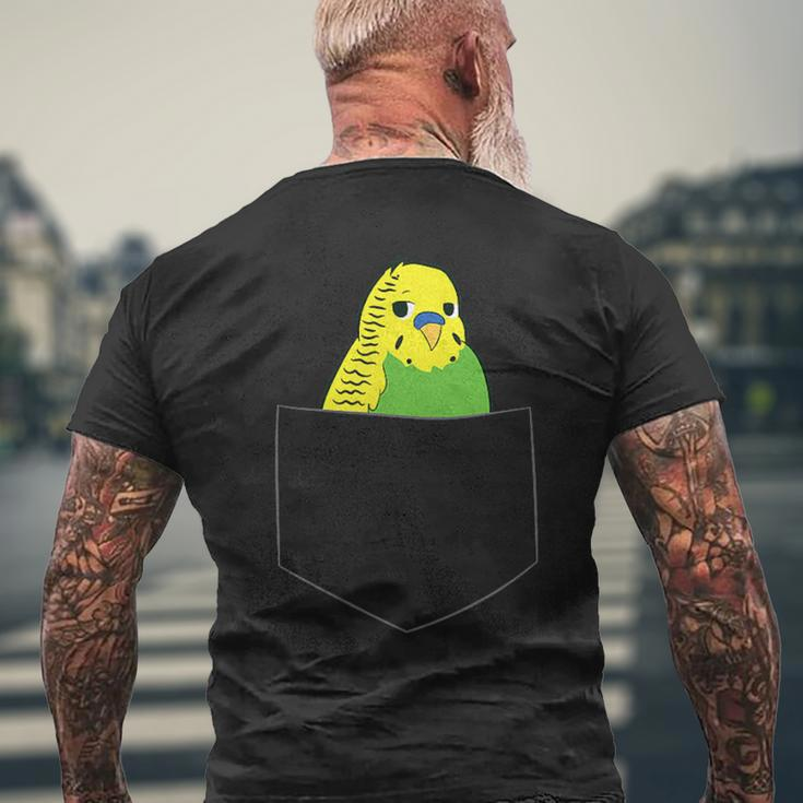 Cute Budgie In Pocket Budgie Bird In Bag S T-Shirt mit Rückendruck Geschenke für alte Männer