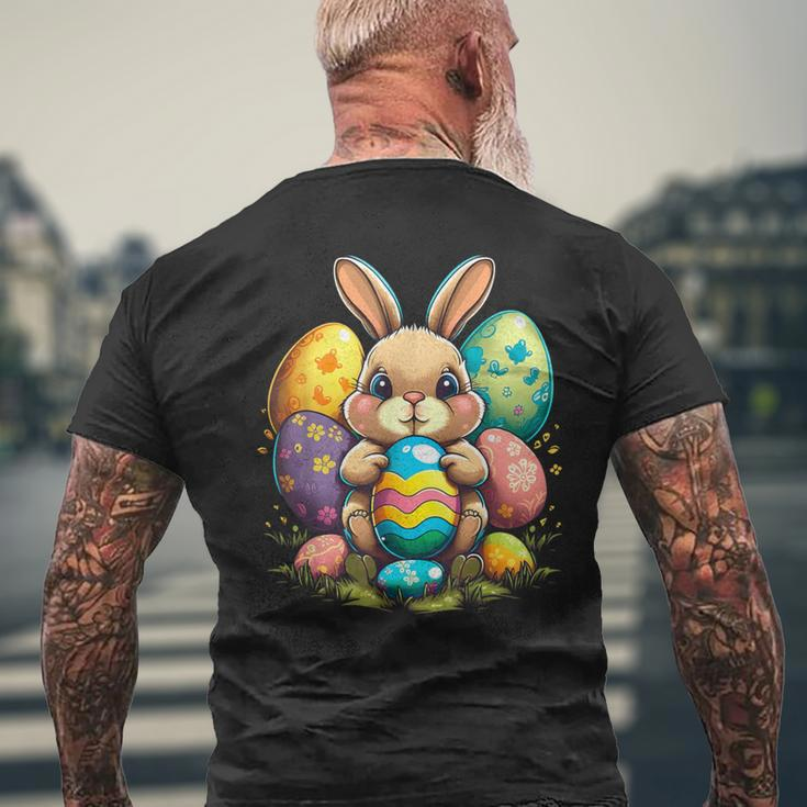 Cute Bunny Rabbit Happy Easter Egg Men's T-shirt Back Print Gifts for Old Men