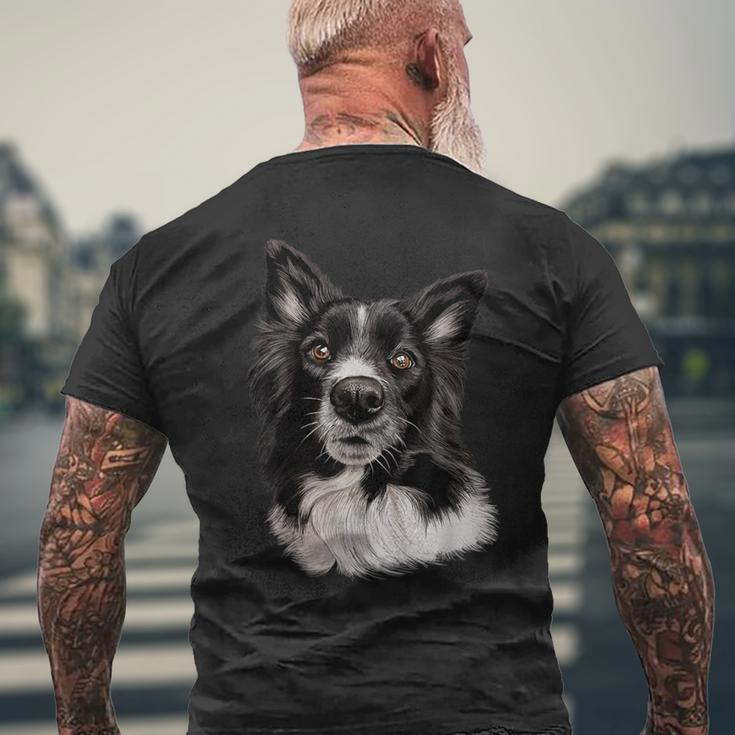 Cute Face Border Collie Dog T-Shirt mit Rückendruck Geschenke für alte Männer