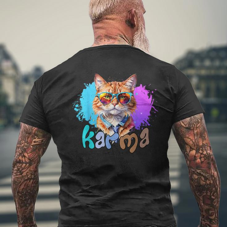 Cute Cat Lover Heart Shape Karma Men's T-shirt Back Print Gifts for Old Men