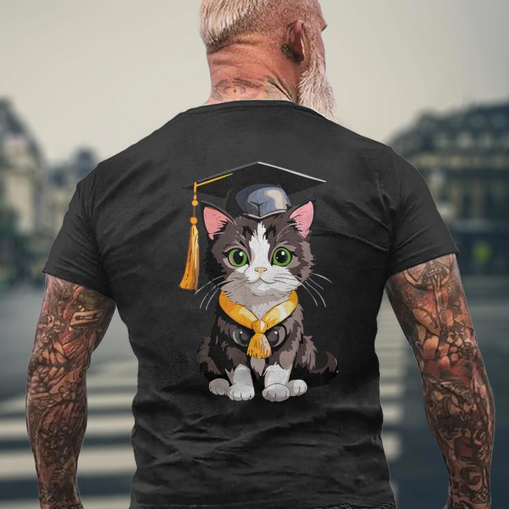 Cute Graduation Cat Colorful Kitty Kitten Grad Celebration Men's T-shirt Back Print Gifts for Old Men