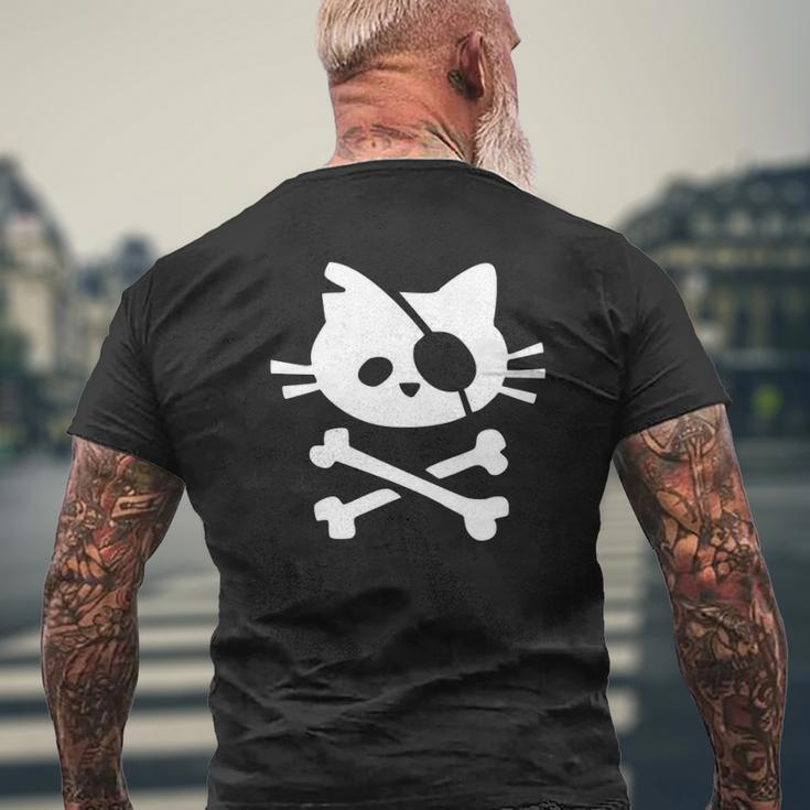 Cute Pirate Cat Pirate Flag Pirate Kitten Mens Back Print T-shirt Gifts for Old Men