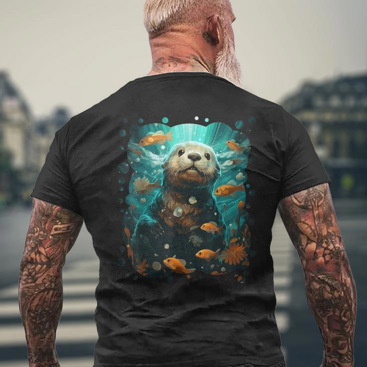 Cute Sea Otter Animal Nature Lovers Graphic Men's T-shirt Back Print Gifts for Old Men