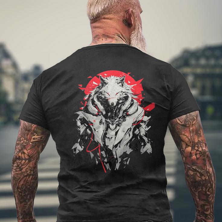 Cyber Wolf-Saga Bei Sonnenuntergang T-Shirt mit Rückendruck Geschenke für alte Männer