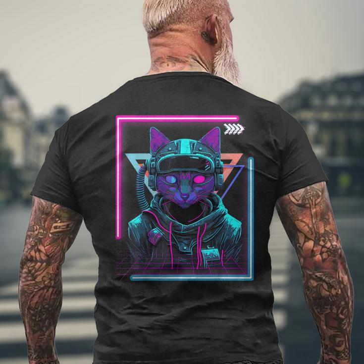 Cyberpunk Cat Kitty Punker Futuristic Cyber Punk T-Shirt mit Rückendruck Geschenke für alte Männer