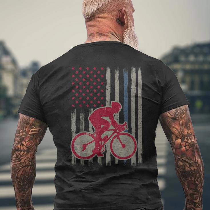 Cycling American Flag Patriotic Usa 4Th Of July Vintage Men's T-shirt Back Print Gifts for Old Men