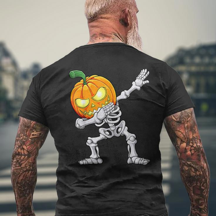 Dabbing Skeleton Scary Pumpkin Jack O Lantern Halloween Boys Mens Back Print T-shirt Gifts for Old Men