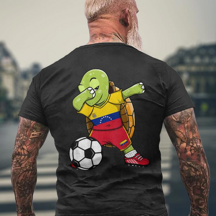 Dabbing Turtle Venezuela Soccer Fans Jersey Flag Football Men's T-shirt Back Print Gifts for Old Men