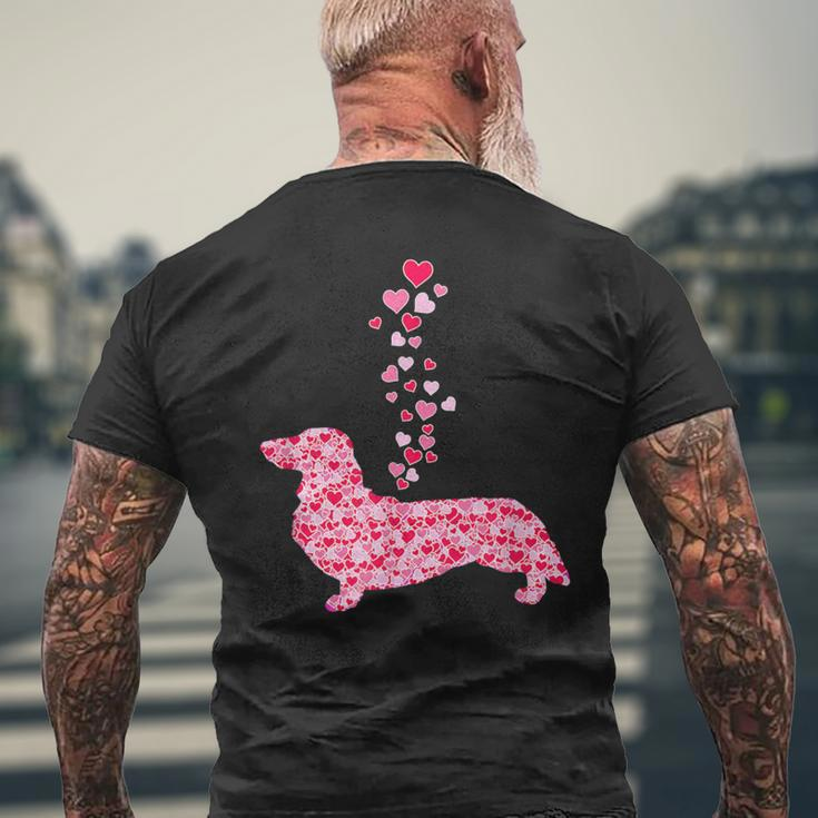 Dachshund Hearts Cute Dog Lover Valentines Day Men's T-shirt Back Print Gifts for Old Men