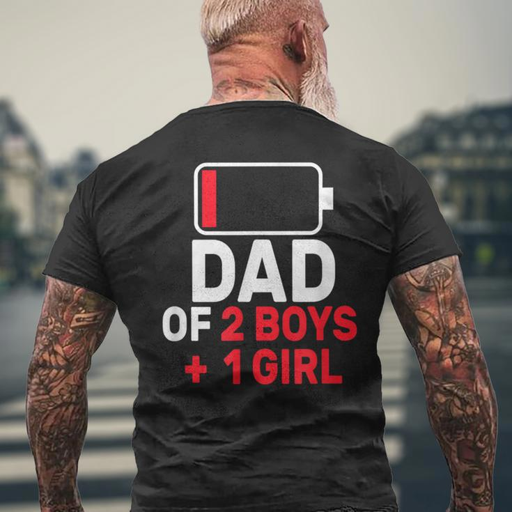 Dad Of 2 Boys And 1 Girls Low Battery Father's Day Dad Men's T-shirt Back Print Gifts for Old Men