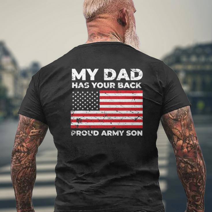 My Dad Has Your Back Proud Army Son Military Mens Back Print T-shirt Gifts for Old Men