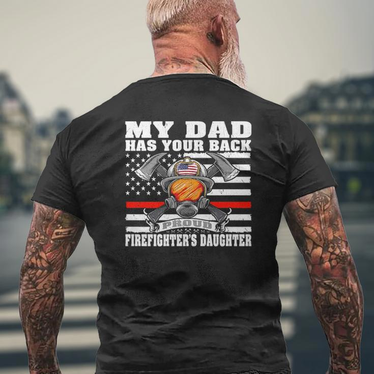 My Dad Has Your Back Proud Firefighter Daughter Family Mens Back Print T-shirt Gifts for Old Men