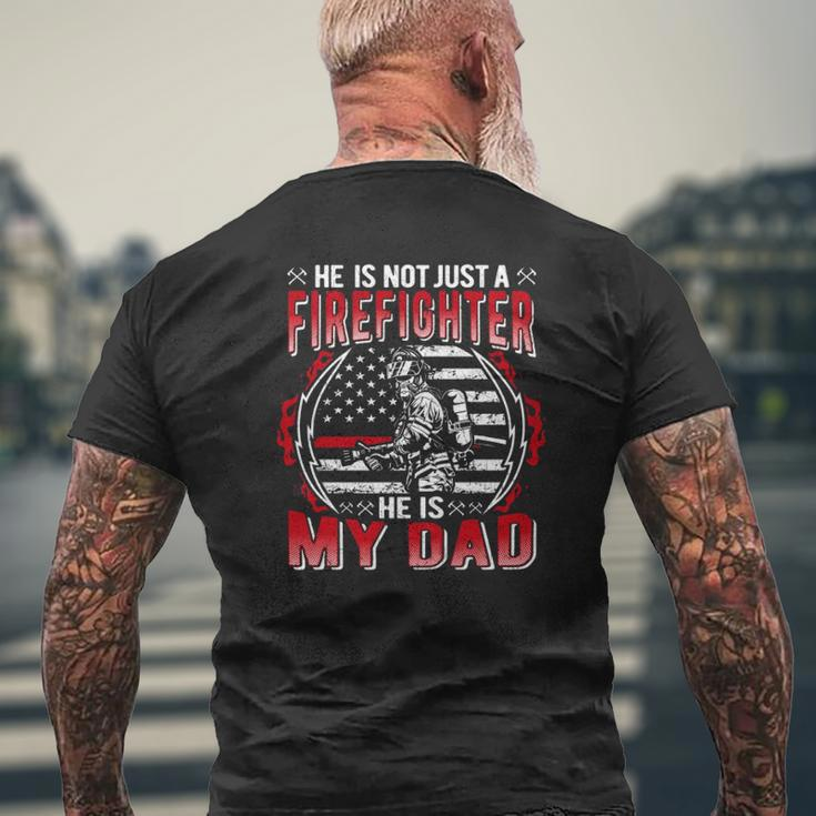 My Dad Is A Firefighter Thin Red Line Fire Son Daughter Mens Back Print T-shirt Gifts for Old Men