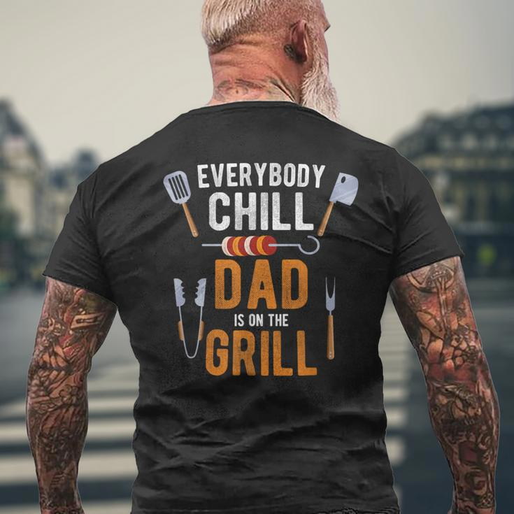 Dad Is On The Grill Bbq Accessories Barbecue Father Smoker Men's T-shirt Back Print Gifts for Old Men