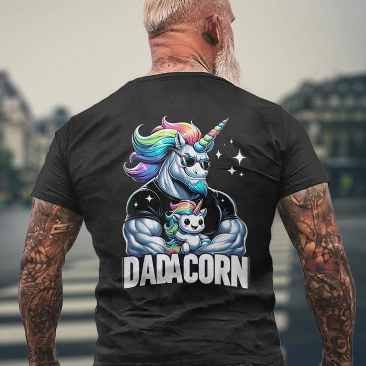 Dadacorn Unicorn Dad And Son Daughter Papa Father's Day Men's T-shirt Back Print Gifts for Old Men