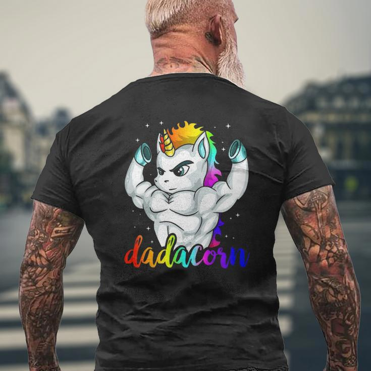 Dadacorn Unicorn Daddy Muscle Unique Family Mens Back Print T-shirt Gifts for Old Men