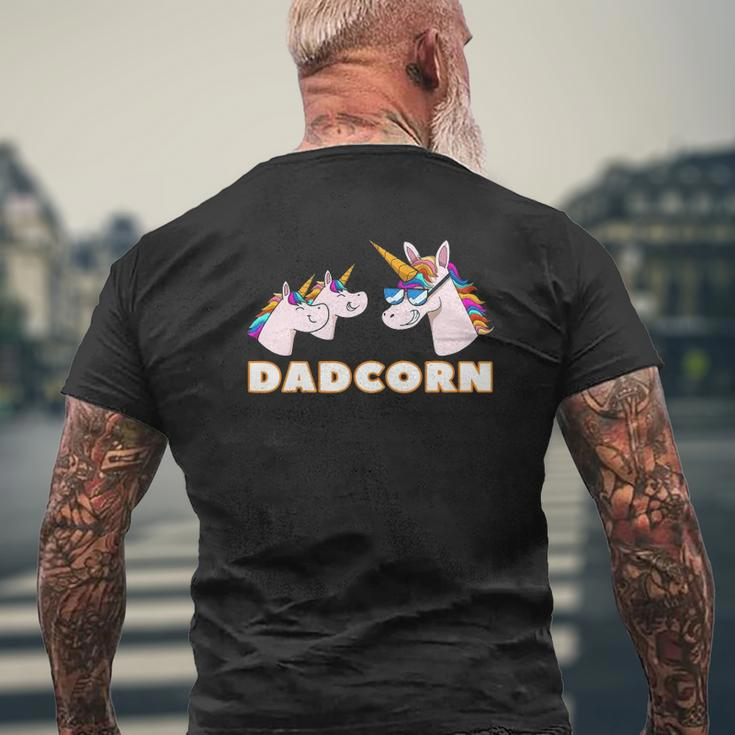 Dadcorn Dad 2 Kids Father Unicorn Father's Day Mens Back Print T-shirt Gifts for Old Men