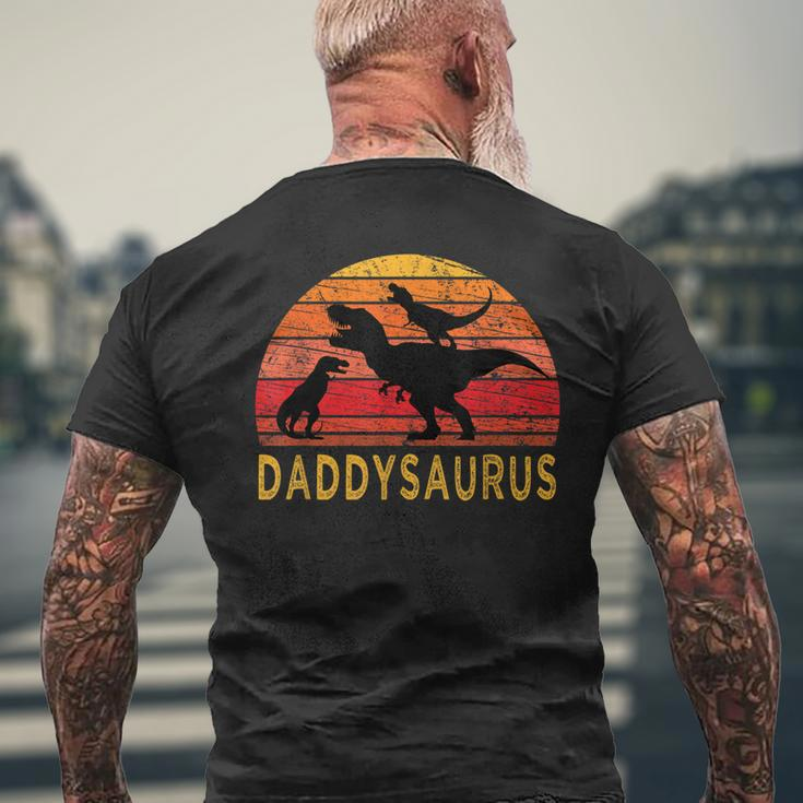 Daddy Dinosaur Daddysaurus 2 Two Kids For Dad Husband Mens Back Print T-shirt Gifts for Old Men