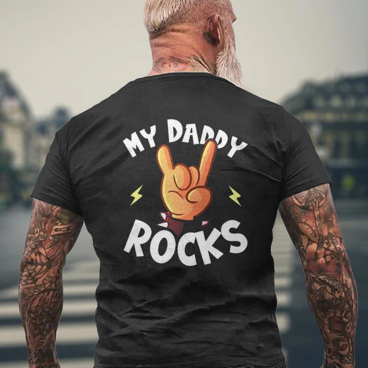 My Daddy Rocks I Dad Son Daughter Music Mens Back Print T-shirt Gifts for Old Men