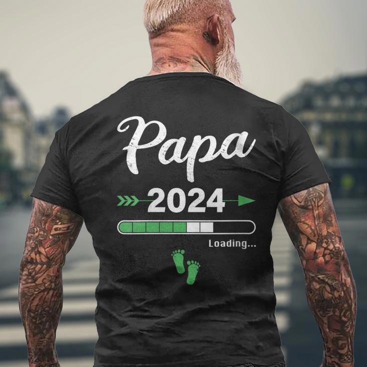 Damen Papa Loading 2024 Werdender Papa Baby Geburt Daddy To Be Mit-Ausschnitt T-Shirt mit Rückendruck Geschenke für alte Männer