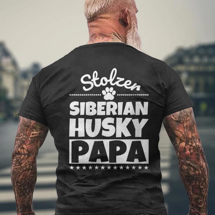 Damen Stolzer Siberian Husky Papa Mit-Ausschnitt T-Shirt mit Rückendruck Geschenke für alte Männer