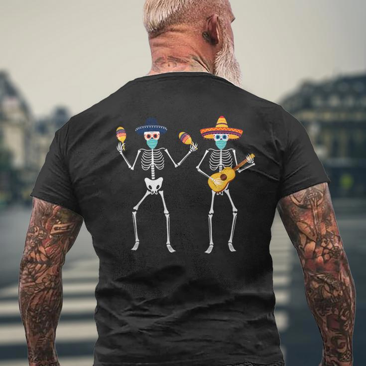 Dancing Skeleton Mask Dia De Los Muertos Calavera Day Dead T-Shirt mit Rückendruck Geschenke für alte Männer