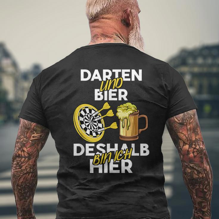 Darten Und Bier Darum Bin Ich Hier Darts Player T-Shirt mit Rückendruck Geschenke für alte Männer