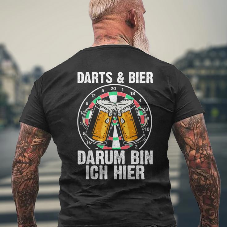 Darts Und Bier Darum Bin Ich Hier Dartspieler T-Shirt mit Rückendruck Geschenke für alte Männer