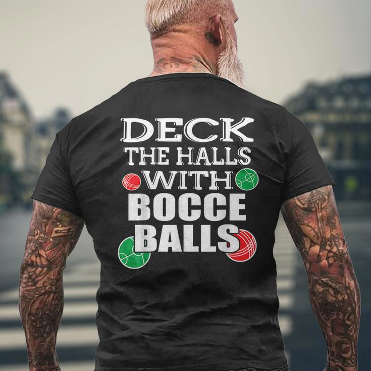 Deck The Halls With Bocce Balls Italian ChristmasMens Back Print T-shirt Gifts for Old Men