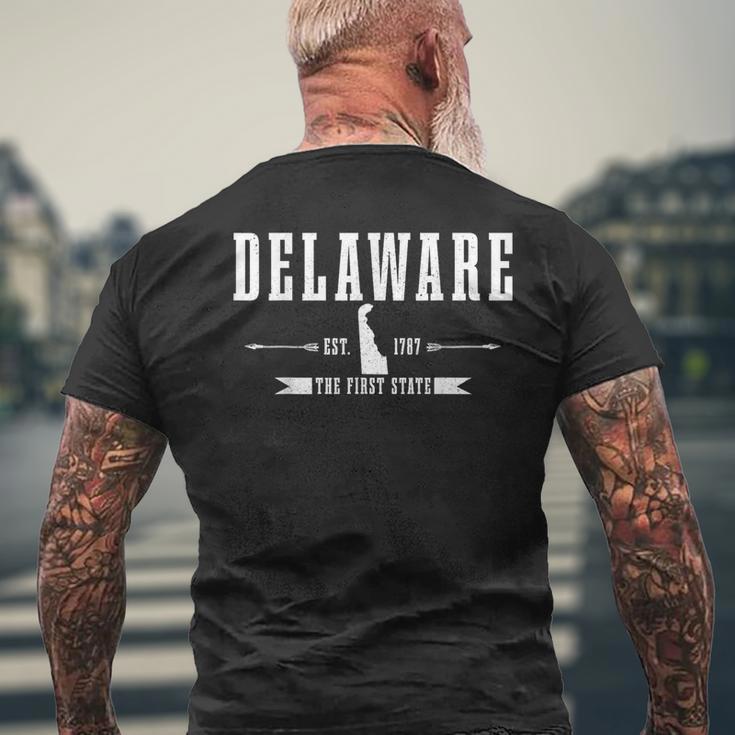 Delaware Est 1787 The First State Pride State Map Vintage Men's T-shirt Back Print Gifts for Old Men