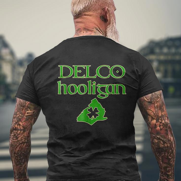 Delco Hooligan Irish Delaware County Shamrock Mens Back Print T-shirt Gifts for Old Men