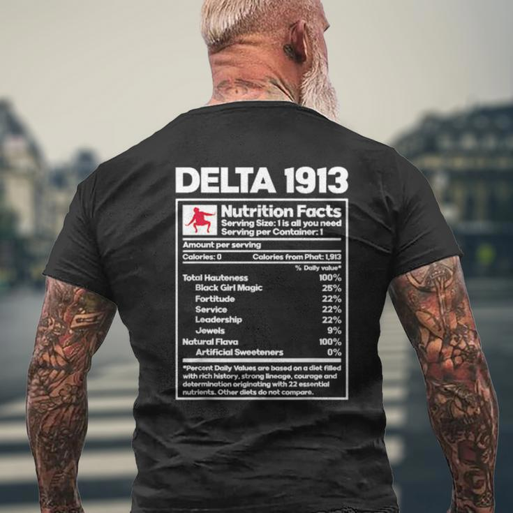 Delta-1913 Ingredients Elephant Sigma-Theta Nutrition Facts Mens Back Print T-shirt Gifts for Old Men
