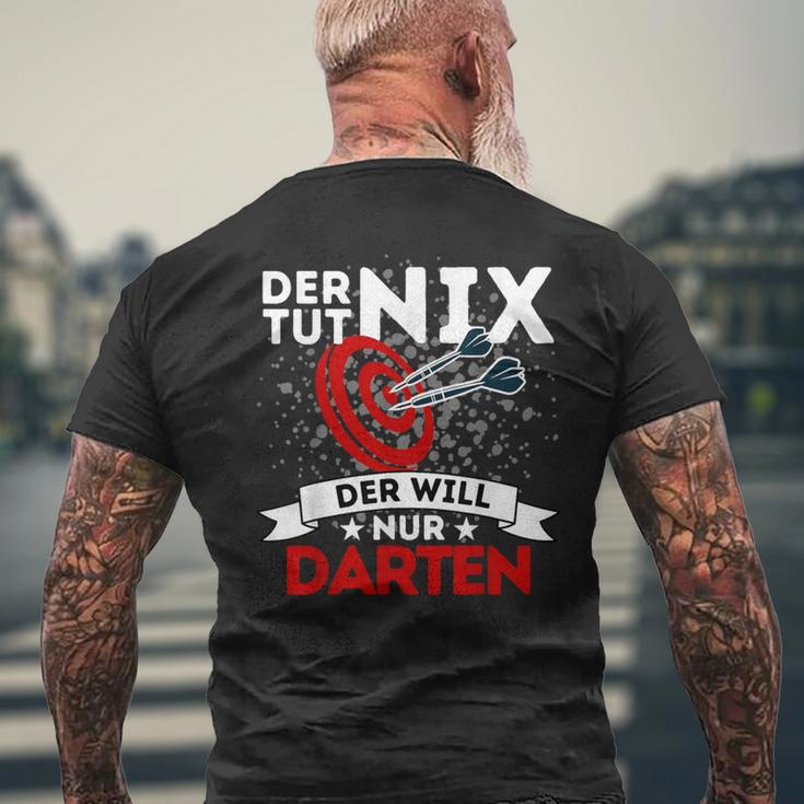 Der Tut Nix Der Will Nur Darten Dart Player T-Shirt mit Rückendruck Geschenke für alte Männer