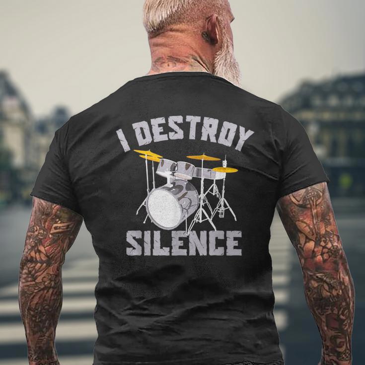 I Destroy Silence Drums High Decibel Drummer Toddler School Men's T-shirt Back Print Gifts for Old Men