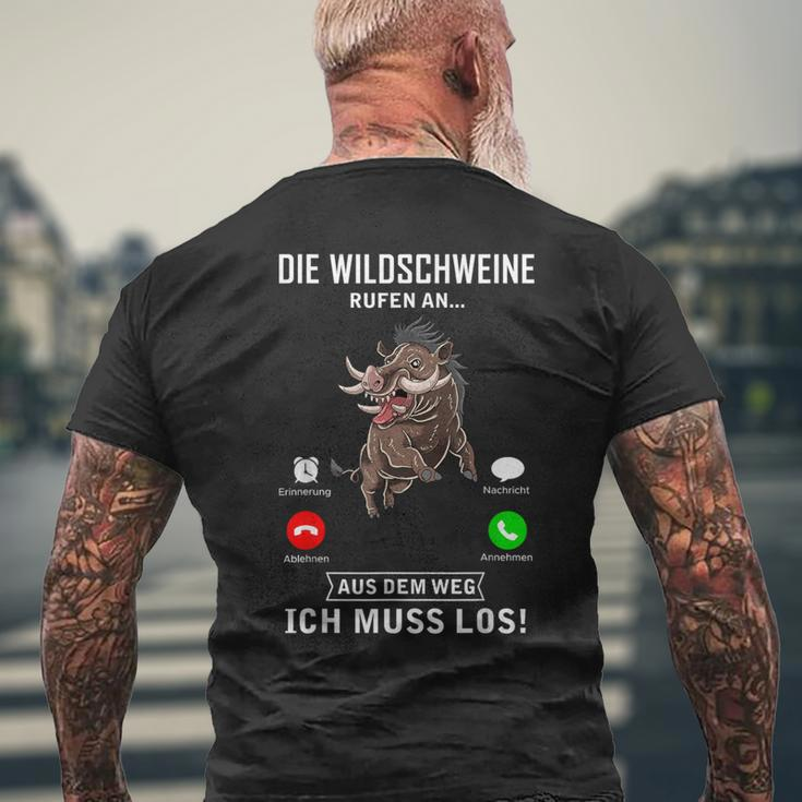 Die Wild Boars Call Heil Hunter Weidmannsheil Hunt T-Shirt mit Rückendruck Geschenke für alte Männer