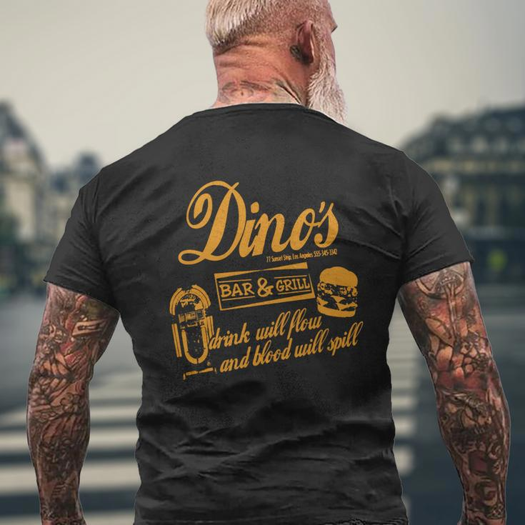 Dino Bar And Grill Mens Back Print T-shirt Gifts for Old Men
